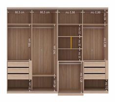 an image of a closet with measurements for the doors and drawers on each side,