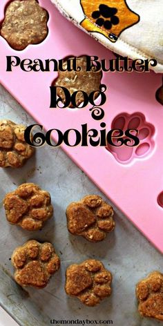 peanut butter bag cookies on a cookie sheet with the words, peanut butter bag cookies