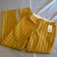 Target - A New Day Pants Size:4 Elastic Waist, Side Zipper New, Never Worn With Tags Chic Yellow Cotton Pants, Mustard Fitted Bottoms For Workwear, Fitted Mustard Bottoms For Workwear, Summer Workwear Mustard Bottoms, Yellow High-waisted Workwear Pants, Mustard Summer Workwear Pants, Mustard Bottoms With Pockets For Workwear, Chic Yellow Tapered Leg Pants, Chic Yellow Tapered Pants