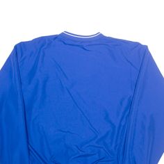 Item is in used condition. Item has a few small marks to front. >Size: S >Armpit To Armpit: 23" >Armpit To Cuff: 21" >Collar To Hem: 24" Blue Sportswear Top With Three Stripes Branding, Blue Sports Tops With Three Stripes Branding, Blue Sports Top With Three Stripes Branding, Blue Crew Neck Sweatshirt For Sports Events, Blue Adidas Logo T-shirt For Streetwear, Blue Adidas Sportswear T-shirt, Blue Adidas Logo Tops For Streetwear, Blue Moisture-wicking Sweatshirt For Streetwear, Blue Adidas Logo T-shirt For Sportswear