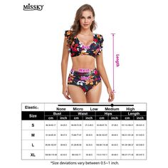 Get ready to make a splash this summer with our women's high-waisted bikini set! Keep in mind that our sizes run smaller than average, so we recommend sizing up for the best fit. Made from a blend of 82% Polyester and 18% Spandex, this swimsuit is designed to be smooth, stretchy, durable, and quick-drying for ultimate comfort and style. The ruffle two-piece bathing suit features a v-neck with ruffles to accentuate your body curves, while the u-back design offers moderate coverage. With removable High Waist Printed Swimwear For Summer, High-waist Printed Swimwear For Summer, Multicolor High Waist Swimwear For Summer, Multicolor High Waist Tankini For Summer, High Waist Multicolor Swimwear For Summer, Fitted High Waist Printed Swimwear, Cupshe Swimsuits, Flounce Top, Push Up Swimsuit