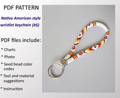 a keychain made out of multicolored rope with metal ring on it