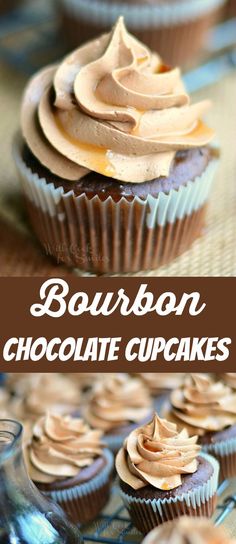 bourbon chocolate cupcakes with peanut butter frosting