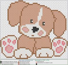 a cross stitch pattern with a dog on it's face and paws in the center