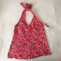 Mossimo Supply Co. Pink Floral Halter Tank. Cute For Summer To Go Swim In A Pool Or For The Beach. Never Used Still With Tag. Size Medium. Stretch Floral Print Beachwear Top, Stretch Floral Print Top For Beach Season, Floral Print Halter Neck Top For Beach, Beach Season Halter Neck Floral Print Top, Halter Neck Floral Print Top For Beach Season, Sublimation Ideas Projects Inspiration, Sublimation Ideas, Normal Clothes, Halter Tank