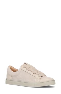 Designed with a sleek, low-profile silhouette, this wear-anywhere sneaker is crafted with Strobel-stitched construction for added flexibility and comfort. Lace-up style Removable, cushioned insole Leather or textile upper/leather lining/leather and rubber sole Imported Cream Low-top Sneakers With Stitched Sole, Cream Suede Sneakers With Stitched Sole, Neutral Lace-up Sneakers With Rubber Sole, Neutral Leather Lace-up Sneakers, Neutral Lace-up Leather Sneakers, Neutral Casual Leather Sneakers, Casual Neutral Leather Sneakers, Cream Low-top Slip-on Sneakers With Rubber Sole, Spring Sneakers With Stitched Sole For Everyday