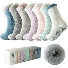 Stay warm and stylish this winter with our Pack of 7 Fuzzy Socks for Women with Grips. These cozy socks feature a non-slip design and are perfect for indoor wear or holiday festivities. The stretchy fit ensures a comfortable and secure fit, making them an ideal gift choice too!Cozy and plush socks to keep your feet warm during winter. Ideal for indoor wear or Christmas wear. Gripping rubber treads design for non-slip safety. Higher top design to provide extra warmth for your feet. Soft and stret Gifts For People Going Through Chemo, Chemo Care Package For Women, Winter Socks Cozy, Sleep Socks, Chemo Care Package, Hospital Socks, Chemo Care, Chemo Gifts, Christmas Wear