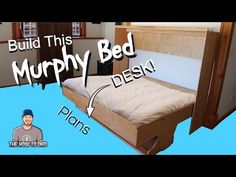 Diy Murphy Bed No Kit, Diy Fold Out Bed, Murphy Bed Plans How To Build, Bed Desk Ideas, Horizontal Murphy Bed Plans, Diy Murphy Bed With Desk, Bed Desk Diy, Murphy Bed Diy Plans, Diy Queen Murphy Bed