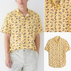 - J. Crew Men’s Button Down Poplin Shirt - Secret Wash Cotton - Short Sleeves - Pocket Chest - Classic Fit - Color: Nautica Flag Yellow - Smoke And Pet Free Storage - New With Tags - Size L (Please Check And Verify Measurements Before Ordering) - 23.5” Pit To Pit Laying Flat - 28.5” Shoulder To Hem Bundle Sale! Buy 2 Or More Items Receive 10% Discount And Pay A Single Shipping! - First Purchase? Use My Code And Enjoy $10 Off - Code: Carmoda - Fast Shipping! Priority Mail Preppy Collared Shirt For Summer, Preppy Button Closure Summer Shirt, Preppy Summer Shirt With Buttons, Preppy Summer Button-up Shirt, Classic Yellow Shirt With Pockets, Madras Shirt, Mens Tailor, Button Up Shirt Mens, Button Down Shirt Mens