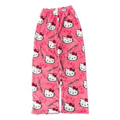 Hello Kitty Pants Hello Kitty Pajama Pants, Kawaii Pants, Anime Woman, Flannel Pajama Pants, Hello Kitty Cartoon, Pink Hello Kitty, Casual Home, Flannel Pajamas, Loose Outfit