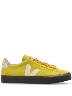 yellow suede front lace-up fastening logo-debossed tongue logo print to the side contrasting branded heel counter round toe flat rubber sole This item is made from at least 50% recycled or upcycled materials. For recycled synthetic clothing products, we highly recommend using a microfibre-catching washing bag to ensure that no microplastics that can pollute water are released in the process. Learn more about what makes a product Conscious on our Conscious Criteria page Veja Shoes, Colorful Sneakers, Veja Sneakers, Top Sneakers Women, Upcycled Materials, Chanel 2, Ballet Pumps, Iconic Bags, Fabulous Shoes