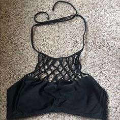 Brand New Without Tags No Flaws Super Cute Top Accepting Most Offers Bundles 2+ Come W Freebies Black Halter Top For Poolside Beach Season, Black Tops For Poolside Spring Occasion, Spring Black Strappy Swimwear, Black Strappy Swimwear For Spring, Black Triangle Crop Top For Beach, Stretch Black Crop Top For Beachwear, Black Stretch Crop Top For Beachwear, Black Seamless Crop Top Swimwear, Fitted Black Crop Top For Poolside