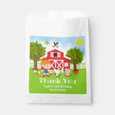 Farm Red Birthday Red Hair Girl Thank You Favor Bag Red Hair Boy, Brown Hair Boy, Hair Boy, Barnyard Birthday