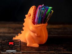 3D printed Dino Pencil Holder... Cool 3d Prints, 3d Printer Art, 3d Printing Toys, 3d Tiskárna, Useful 3d Prints, Drukarka 3d, 3d Printing Business, 3d Printing Art, 3d Printer Designs