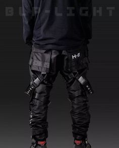 Men's Black Streetwear Techwear Heavy Cargo Trouser Pants H-G B.L.P-LIGHT/RED | eBay