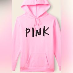 Vs Pink Hoodie Matching Sweatpants In Separate Listing If Interested In Bundling Pink Casual Hoodie With Letter Print, Casual Pink Hoodie With Letter Print, Trendy Pink Sweatshirt With Drawstring Hood, Pink Letter Print Sweatshirt For Loungewear, Pink Trendy Hoodie With Letter Print, Pink Hoodie With Letter Print For Fall, Pink Hoodie Sweatshirt For Loungewear, Trendy Pink Hoodie With Letter Print, Pink Athleisure Hoodie For Loungewear