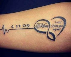 Mum Remembrance Tattoos, In Loving Memory Tattoos For Daughter, Heart Beat Memorial Tattoos, Mum Tribute Tattoo, In Memory Of Mum Tattoo Ideas, Rip Mum Tattoo Ideas, Feminine Memorial Tattoos, Rip Mom Tattoos, Mum Tattoo In Memory Of