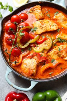 easy 20 minutes fish stew with tomatoes and peppers