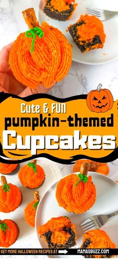 pumpkin themed cupcakes with the title overlay