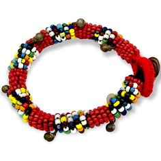 This beautiful bracelet can be worn on its own or layered with some of your other favorite pieces. It adds a pop of color to any outfit. Details: Push button clasp. Size: length of beaded portion: ~ 7.25" (18 cm), end to end: 8" (20 cm), widest portion ~1/4" (0.6 cm) Material: seed beads with brass accents and button clasp Hand-strung Heishi Bead Bangle, Bohemian Heishi Beads Bangle Jewelry, Bohemian Beaded Heishi Wrap Bracelet, Casual Festival Jewelry With Large Beads, Casual Large Beads Jewelry For Festival, Colorful Adjustable Beaded Bangle Bracelet, Colorful Adjustable Beaded Bangle, Bohemian Wrap Bracelet With Colorful Heishi Beads, Colorful Adjustable Hand-strung Beaded Bracelets