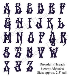 some type of gothic alphabets with the letters and numbers in black ink on white paper