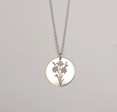 Real flowers don't last, but these will! Give ever lasting flowers with this necklace. This listing is for the month of December. The lovely Narcissus flower represents this month. If you would like to have a different birth flower necklace, please select from this list : January - https://www.etsy.com/listing/684853374/birth-flower-necklace-gold-silver?ref=shop_home_active_12 February - https://www.etsy.com/listing/698716783/birth-flower-necklace-gold-silver?ref=shop_home_active_11 March - http Sterling Silver Birth Flower Necklace For Wedding, Silver Birth Flower Necklace For Wedding, Flower Shaped Birth Flower Necklace For Wedding, Wedding Birth Flower Necklace, Wedding Flower Necklace With Birth Flower Detail, December Birth Flower, Custom Engraved Bracelet, Flower Necklace Gold, Narcissus Flower