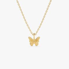 14k Gold Butterfly Charm Necklace / Dainty Minimalist Butterfly Necklace / Tiny Gold Butterfly Necklace e ▶ Details   * Made to Order * Gold KT: 14K Solid Gold (also available in 18K upon request) * Length with Bail: 8MM * Width: 7MM * Ready to Ship in 1-2 Business Days ▶ See more of our Gold Necklaces - http://etsy.me/2lUxj86   ▶ See our storefront here - http://etsy.me/2lUcVnH  ▶ All store sections here  Diamond Rings - http://etsy.me/2lwKUl8  * Diamond Earrings - http://etsy.me/2lyqVBP  * Diamond Necklace - http://etsy.me/2mqa6O1  * Diamond Bracelets - http://etsy.me/2mVrAB5  * Diamond Wedding Rings - https://etsy.me/3YbpVq2  * Gold Wedding Band - https://etsy.me/3X3uf9F  * Gold Necklaces - http://etsy.me/2lUxj86  * Gold Bracelets - http://etsy.me/2l9VKBr  * Gold Bangle - http://etsy.me Tiny Gold Pendant Necklace, 14k Yellow Gold Butterfly Pendant Necklace, 14k Yellow Gold Necklace With Butterfly Charm, Tiny Gold Plated Gold Necklaces, Everyday Pendant Necklace With Butterfly Charm, Dainty Sterling Silver Necklace In Yellow Gold, Yellow Gold Pendant Necklace With Butterfly Charm, 14k White Gold Butterfly Charm Necklace, 14k White Gold Necklace With Butterfly Charm