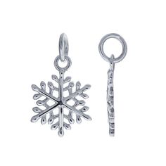 This sterling silver charm features a snowflake design and has a bright finish. Create an earring drop or pendant, or add it to complex necklace and bracelet designs made with chain and cord. A closed ring is included. Silver Jewelry For Winter Gift, Silver Jewelry As Winter Gift, White Gold Snowflake Jewelry For Christmas, Christmas Snowflake White Gold Jewelry, Christmas White Gold Snowflake Jewelry, Nickel Free Sterling Silver Christmas Jewelry, Sterling Silver Snowflake Jewelry For Winter, Sterling Silver Snowflake Jewelry, Silver Sterling Snowflake Jewelry