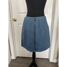 New With Tags Top Of Skirt To Bottom Of Hem 17 Inches Blue Relaxed Denim Skirt For Day Out, Blue Relaxed Fit Denim Skirt For Day Out, Blue Lined Denim Skirt For Day Out, Blue Short Denim Skirt With Lining, Chic Blue Lined Denim Skirt, Blue Denim Skirt With Lining, Short Length, Trendy Blue Denim Skirt For Work, Blue Casual Mini Skirt For Work, Trendy Blue Skirt For Work