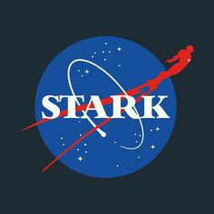 the logo for stark is shown in red and blue