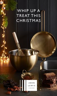 an advertisement for john lewis's christmas baking range, with the words whip up a treat this christmas