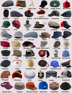 Types Of Caps, Y2k Hat, Tam O' Shanter, Russian Hat, Hats And Caps, Types Of Hats, Fashion Dictionary, Hat Types, Fashion Vocabulary