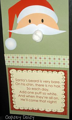 a christmas card with santa's beard on it and a poem written in the middle