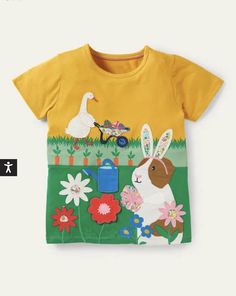 NWT Mini Boden Lift-the-flap T-shirt. Super cute! -This comfortable Tee shirt features either a bunny tending its allotment or a duck and a rabbit are taking care of their treasures. -A hide secret surprise that is waiting to be discovered behind the flap. Appliqué and embroidery logo 100% cotton Machine washable Cross Posted A Duck, A Bunny, Country Farm, Mini Boden, Baby & Toddler Clothing, Embroidery Logo, Baby Accessories, Baby Toddler, Tee Shirt