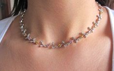 Silver Necklace Prom, Bridal Jewelry Pearl, Gold Flower Necklace, Flowers Simple, Silver Diamond Necklace, Dainty Choker, Diamond Jewelry Necklace, Diamond Necklaces