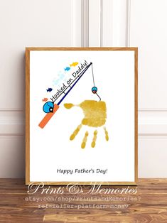 a father's day card with an image of a hand holding a fishing rod