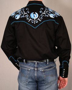 Western Style Embroidered Cotton Shirt, Fitted Long Sleeve Shirt With Embroidery, Classic Long Sleeve Embroidered Shirt, Fitted Embroidered Shirt For Fall, Fitted Long Sleeve Embroidered Shirt, Fitted Long Sleeve Tops With Embroidered Graphics, Embroidered Fitted Shirt For Fall, Embroidered Slim Fit Cotton Shirt, Fitted Embroidered Collared Shirt