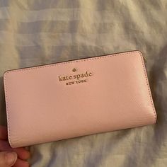 Kate Spade, Large Slim Bifold Wallet In Chalk Pink Color. New With Tags. Saffiano Leather, Two Way Spade Jacquard Lining. 12 Credit Card Slots, I.D. Window, 4 Slip Pockets, Zip Compartment On The Back Of Wallet. Smoke Free Home. Kate Spade Bifold Wallets For Gifts, Formal Pink Kate Spade Wallets, Kate Spade Pink Bifold Wallet, Quilted Wallet, Blue Wallet, Card Case Wallet, Black Leather Wallet, Leather Bifold Wallet, Black Wallet