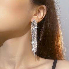 Rhinestone Earrings Dangling for Women Silver Sparkly Drop Cubic Zirconia Crystal Earrings Long Earrings Dangling, Earrings Long, Rhinestone Earrings, Long Earrings, Crystal Earrings, Costume Jewelry, Cubic Zirconia, Dangle Earrings, Crystals