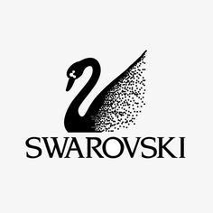 the logo for swaroskii is black and white with a swan on it