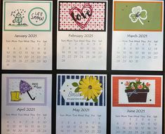 a calendar with pictures of flowers and umbrellas