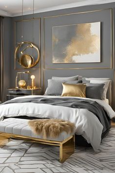 #BEAUTY ,#REALATIONSHIPS #Fashion #Outfits #Winter Outfits #Animals Silver And Gold Bedroom Decor, Grey Gold Bedroom, Bedroom With Gold Accents, Traditional Dining Room Decor, Navy Gold Bedroom, Marble Room Ideas, Gold Bedroom Ideas