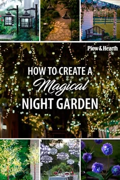 From simple string lights to solar solutions and special plants that look great in low light, you’ll soon have an enchanting, illuminated nighttime landscape you’ll love! Glow Garden Ideas, Night Garden Lights, Enchanting Backyard Ideas, Night Garden Ideas, Mystical Yard Ideas, Fairy Garden At Night, Small Secret Garden Ideas Diy Projects, Wiccan Garden Ideas, Easy Full Sun Landscape Ideas