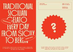 an advertisement for the traditional sicilian elato every day from scily to berlin