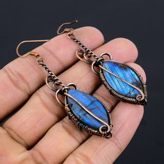 Wrapped Earrings, Labradorite Earrings, Labradorite Jewelry, Wire Wrapped Earrings, Copper Earrings, Copper Jewelry, Wire Wrapped Jewelry, Copper Wire, Earring Gifts