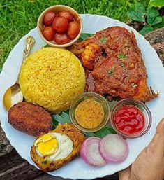 a white plate topped with different types of food