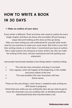 an article about how to write a book in 30 days, with the text below it