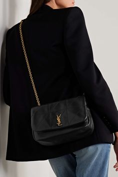 SAINT LAURENT Jamie 4.3 small quilted leather shoulder bag | NET-A-PORTER Ysl Bag Aesthetic Outfit, Saint Laurent Jamie Bag, Ysl Jamie 4.3, Ysl Jamie Bag, Ysl Crossbody Bag Outfit, Black Crossbody Bag Outfit, Hand Bag Outfit, St Laurent Bag, Small Bag Outfit