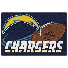 the los chargers logo on a football mat