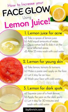 Lemon For Face, Lemon Juice For Skin, Lemon Face, Juice For Skin, Lemon On Face, Mask Acne, Face Glow, Skin Face Mask, Resep Diet